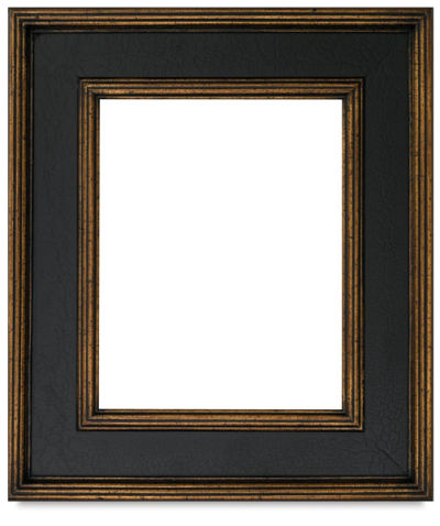 Blick Concerto Wood Frames - Front view of Black Crackle with Gold trim frame