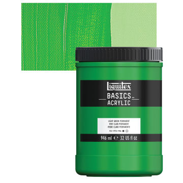 Liquitex Basics - Light Green Permanent, 32 oz, Jar with Swatch