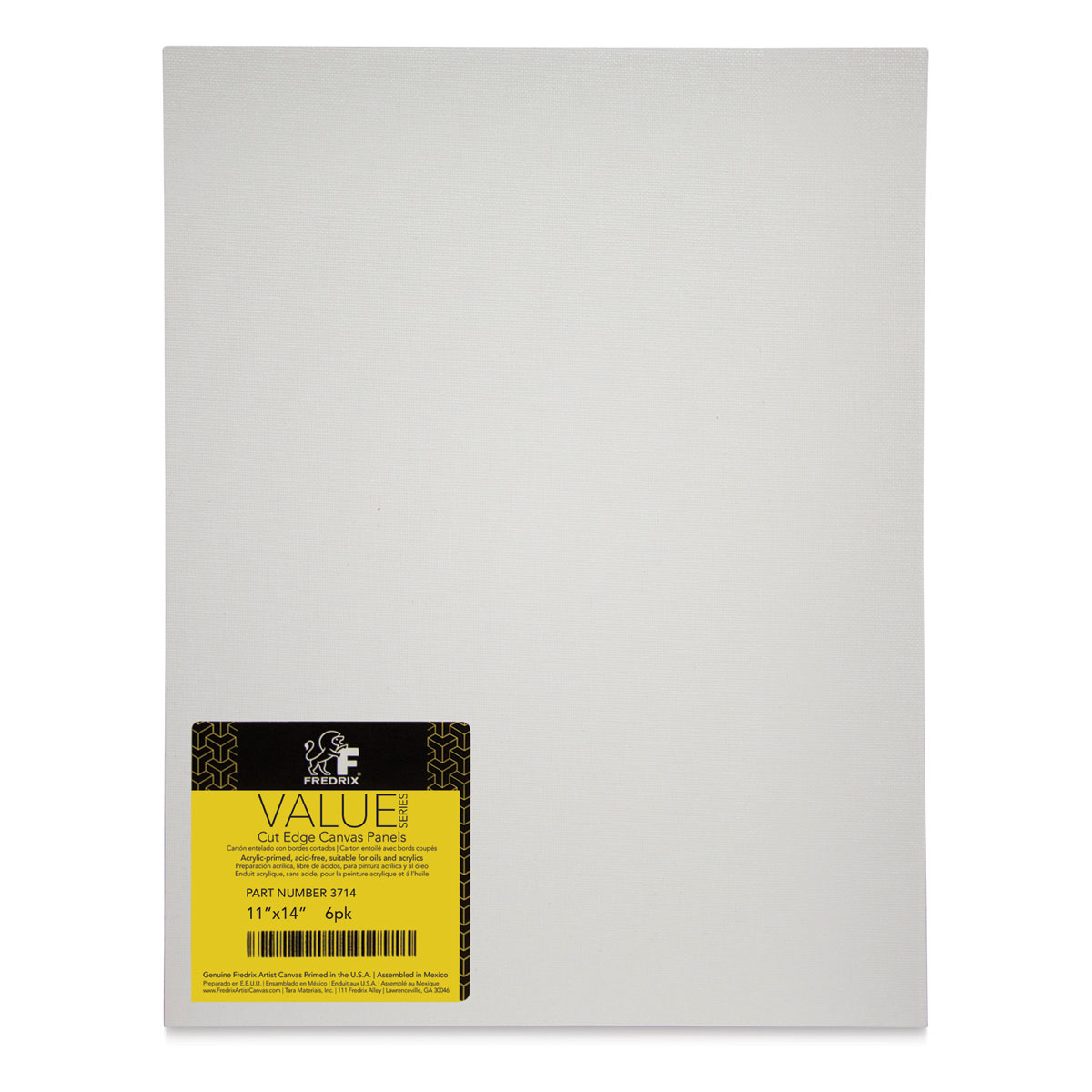 Fredrix Cut Edge Canvas Panels - 11 x 14, White, Pkg of 6