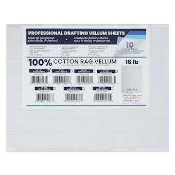 Open in modal - Pacific Arc Gridded Drafting Vellum Pack - 8 x 8 Grid, 8-1/2" x 11". Pkg of 100, packaging