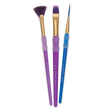 Open in modal - Royal & Langnickel Big Kid's Choice Lil' Grippers Synthetic Brushes - Specialty, Set of 3