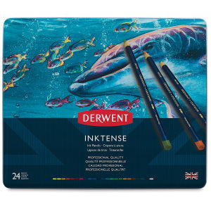 Inktense Pencil Set - Tin Box, Set of 24. Front of package.