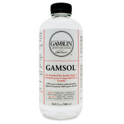 Gamblin Gamsol Odorless Mineral Spirits 500ml. Front of bottle.
