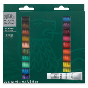 Winsor & Newton Winton Oil Paint - Set of 20, Assorted Colors, 12 ml, Tubes (Front of packaging)