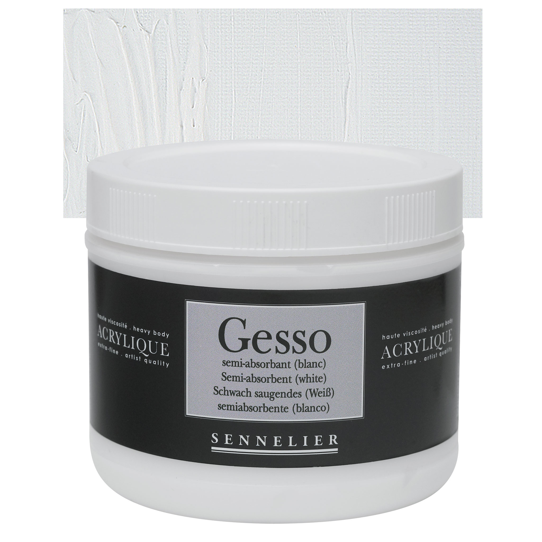 Sennelier Acrylic Gesso - 500 ml, White, Semi-Absorbent Gessor for Watercolor