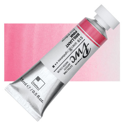 PWC Extra Fine Professional Watercolor - Brilliant Pink, 15 ml, Tube with Swatch