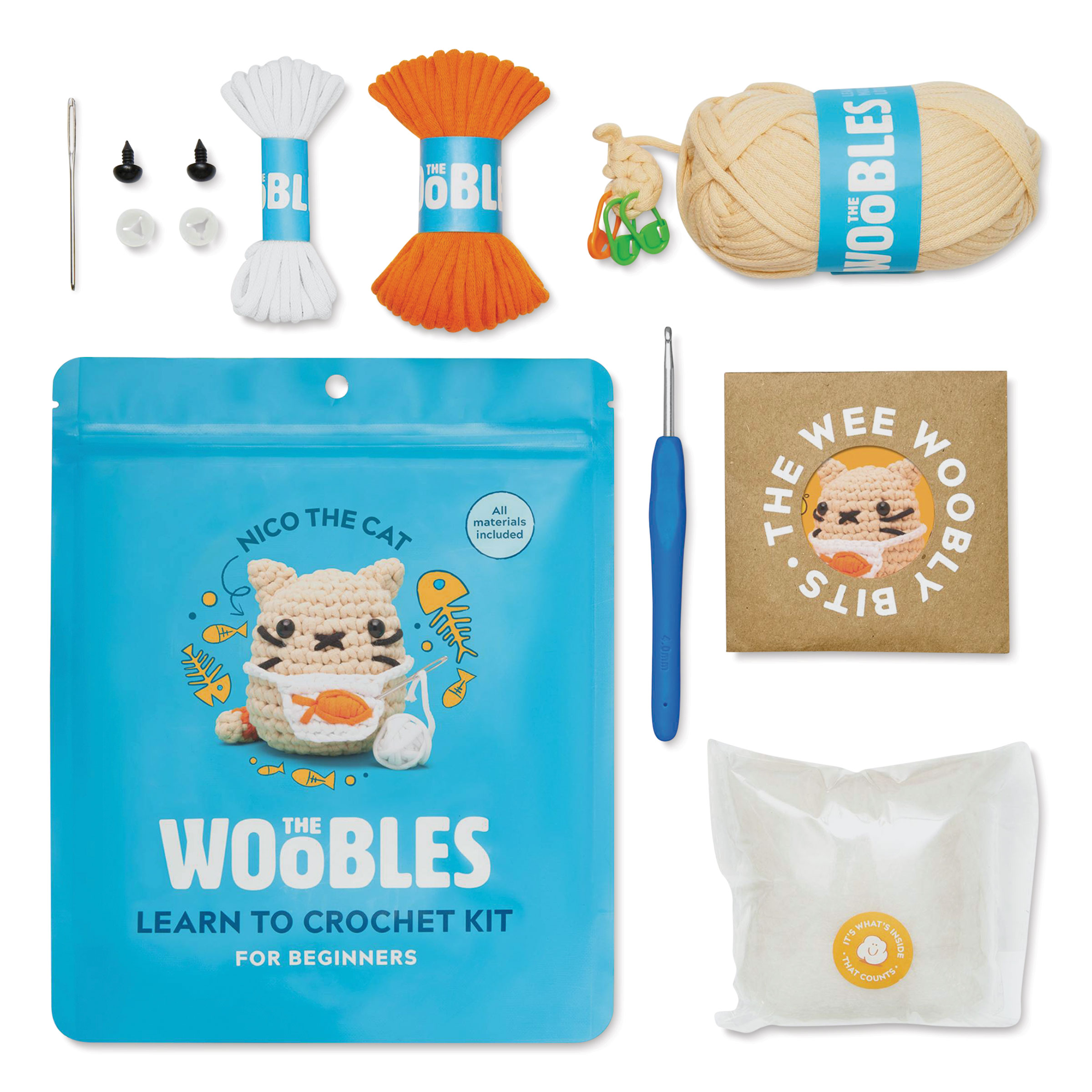 The Woobles Beginner Crochet Amigurumi Kit - Cat | BLICK Art Materials
