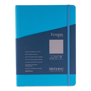 Open in modal - Fabriano Ecoqua Plus Hidden Spiral-Bound Notebook - Turquoise, 8-1/4" x 5-4/5", Dot Grid, front cover
