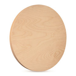 American Easel Ranger Board Cradled Round Birch Painting Panel - 18"Dia. x 7/8"D (Front, Angled view)