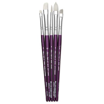Open in modal - Silver Brush Silver Silk 88 Synthetic Brushes - Short Handle, Set of 5, brushes out of packaging