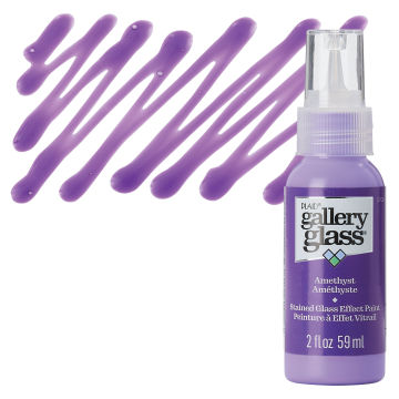Gallery Glass Paint - Amethyst, 2 oz swatch with bottle