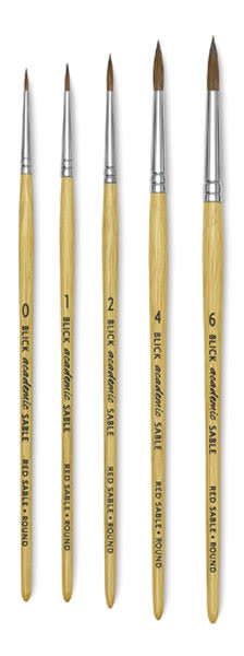 Blick Academic Sable Brushes - Set of 5 Round brushes shown upright
