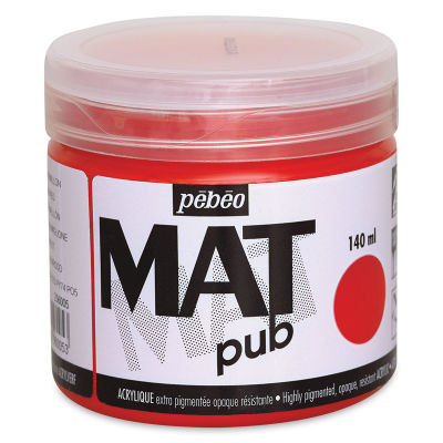 Pebeo Mat Pub Paint - Front of jar of Vermilion Red
