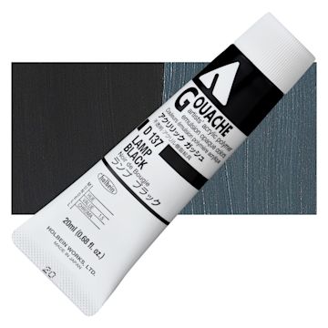 Open in modal - Holbein Acrylic Gouache - Lamp Black, 20 ml tube and swatch
