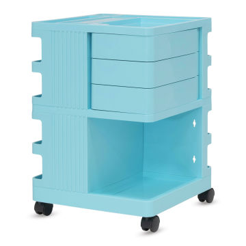 Studio Designs Kubx Pro Mobile Storage Cart - Turquoise (Side with drawers)