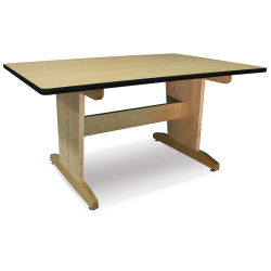 Hann Armor Edge Art Table - Angled view of tapered leg table without shelf
