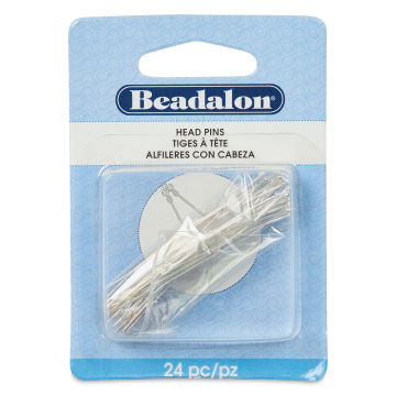 Beadalon Head Pins - Silver, Pkg of 24 front of packaging