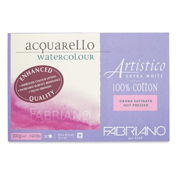 Open in modal - Fabriano Artistico Enhanced Watercolor Block - Extra White, Hot Press, 12" x 18"