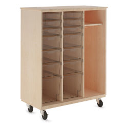 Diversified Spaces Mobile Tote and More Storage Cabinet - Maple with Clear Totes