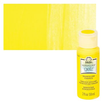 Open in modal - FolkArt Watercolor Gelz Acrylic Paint - Meyer Lemon - Bottle and Swatch