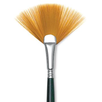 Open in modal - Escoda Barroco Toray Gold Synthetic Brush - Fan, Long Handle, Size 6 close up