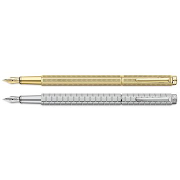 Open in modal - Caran d'Ache Ecridor Chevron Fountain Pens, Gilded and Platinum Coated (image shows a different size nib)