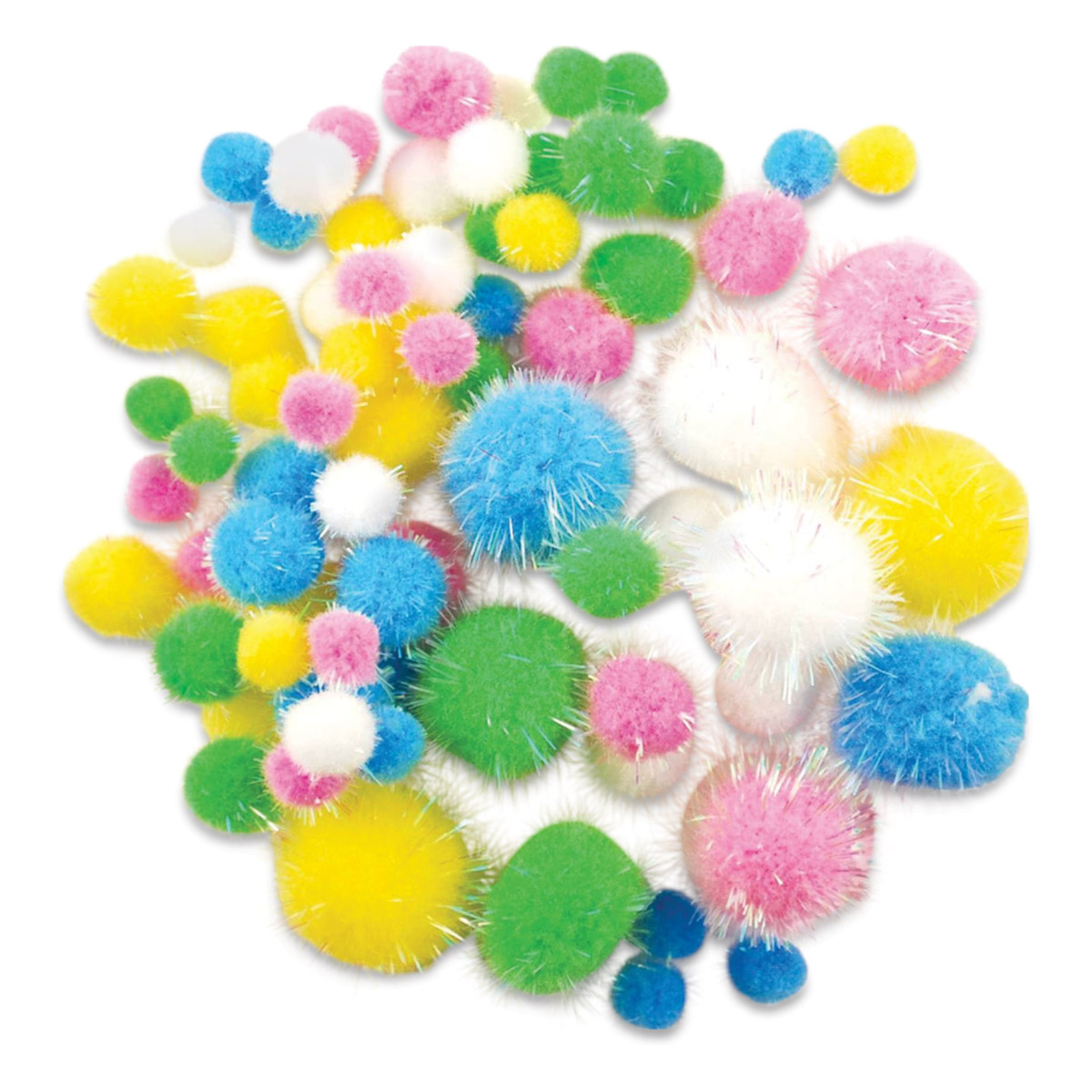 Glitter Pom Pom Poms With Tinsel Assorted Colors For DIY Craft