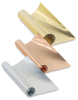 Pure Metal Tooling Foil - Aluminum, Copper, and Brass foils shown partially unrolled