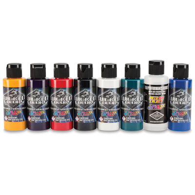 Createx Wicked Colors Airbrush Paint Sets - Component bottles of 8 pc Sampler #2 Colors set