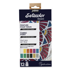 Pebeo Setacolor Fabric Paint - Shimmer, Assorted Colors, Set of 12