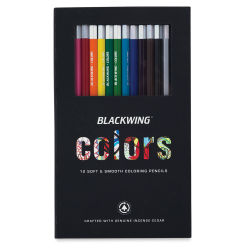 Blackwing Colors Coloring Pencil Set - Front of package showing colors of pencils through window