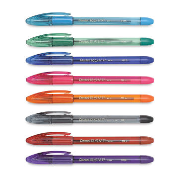 Pentel RSVP Colors Pen Set - Set of 8 colors shown capped horizontally