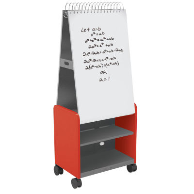 Smith Systems Cascade Spiral Noteboard Unit - Red, Shelves, No Doors