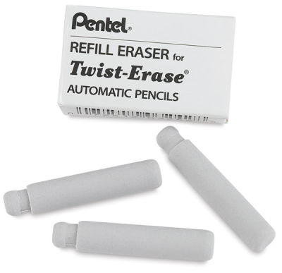 Pentel Twist-Erase Pencil - 3 Refill Erasers shown with package
