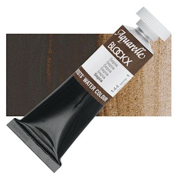 Open in modal - Blockx Artists' Watercolor - Sepia, 15 ml tube and swatch
