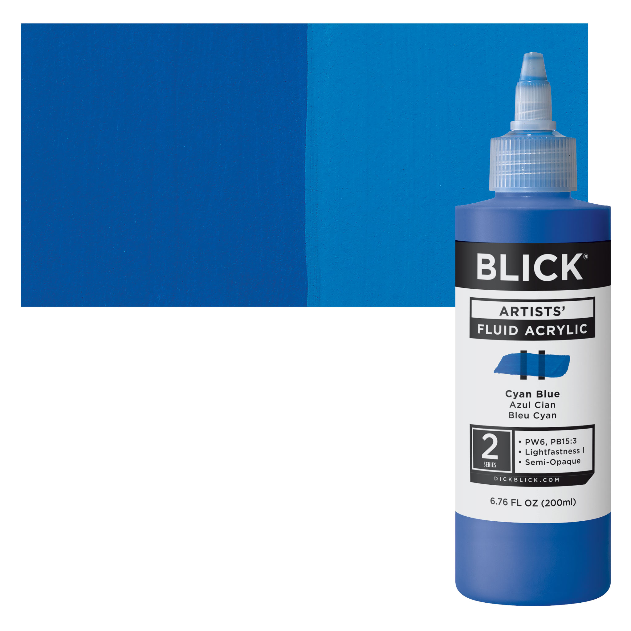 Blick Artists' Fluid Acrylic - Cyan Blue, 200 ml