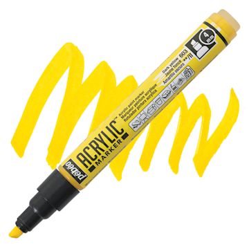 Open in modal - Pebeo Acrylic Marker - Dark Yellow, 4 mm, Chisel Nib marker and swatch