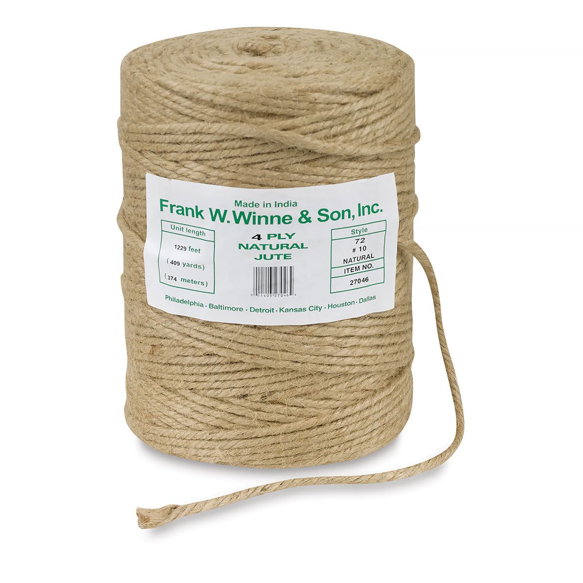 Frank Winne and Son Jute Twine - Natural, Tube, 4-Ply, 162 ft