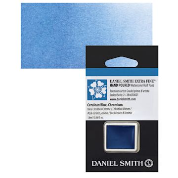 Open in modal - Daniel Smith Extra Fine Watercolor Half Pan - Cerulean Blue Chromium and swatch