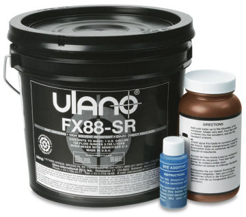 Fotocoat FX88-SR Fast Film Emulsion - Gallon tub of Emulsion shown with 2 additives