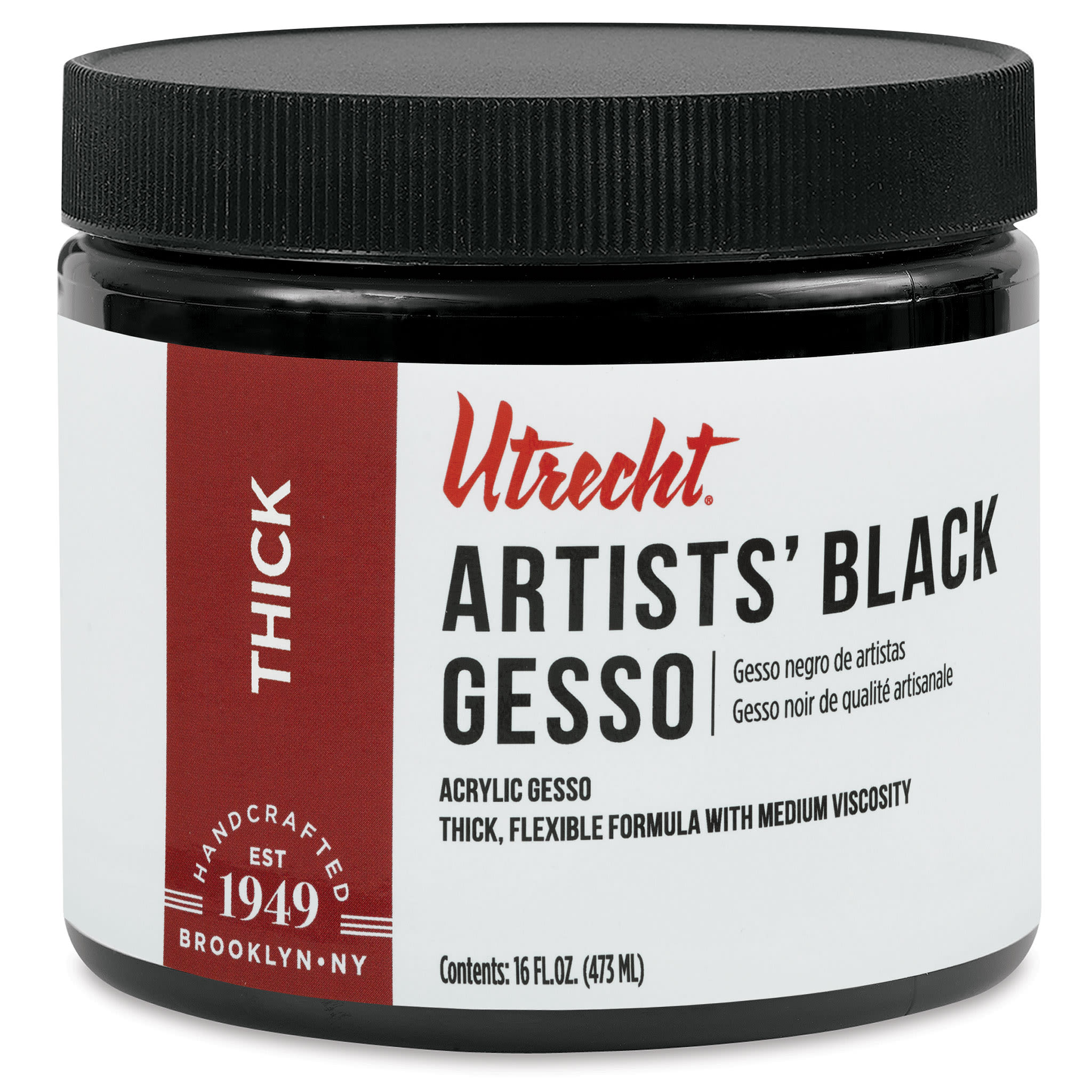New look! Same formula - Utrecht Artists Acrylic Gesso - Black, 16 oz