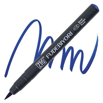 Open in modal - Zig Fudebiyori Brush Pen - Blue pen and swatch