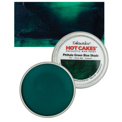 Enkaustikos Hot Cakes Encaustic Wax Paint - Phthalo Green Blue Shade, 45 ml tin