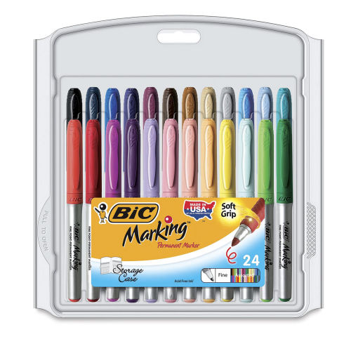 BIC Intensity Permanent Metallic Marker, Fine Tip, Gold and Sliver, Pack of  2