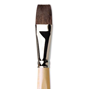 Open in modal - Da Vinci Petit Gris Pur Blue Squirrel Brush - Flat Wash, Short Handle, Size 18 close up
