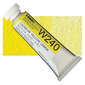 Open in modal - Holbein Artists' Watercolor - Cadmium Yellow Lemon, 15 ml tube and swatch