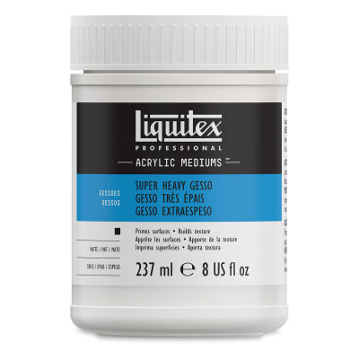 Liquitex Super Heavy Acrylic Gesso-White 8oz Jar. Front of jar.