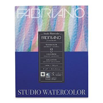 Open in modal - Fabriano Studio Watercolor Pad - 8'' x 10'', 300 gsm, Cold Press, 12 sheets (front cover)