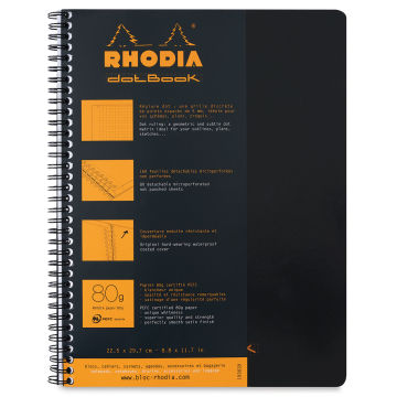 Rhodia Wirebound Meeting Notebook - Black, Dot Grid, 11-3/4" x 9"