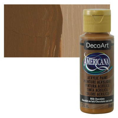 DecoArt Americana Acrylic Paint - Milk Chocolate, 2 oz, Swatch with bottle